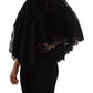 Dolce & Gabbana Black Floral Lace Shoulder Wrap Sweater