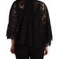 Dolce & Gabbana Black Floral Lace Shoulder Wrap Sweater