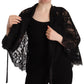 Dolce & Gabbana Black Floral Lace Shoulder Wrap Sweater