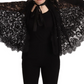 Dolce & Gabbana Black Floral Lace Shoulder Wrap Sweater