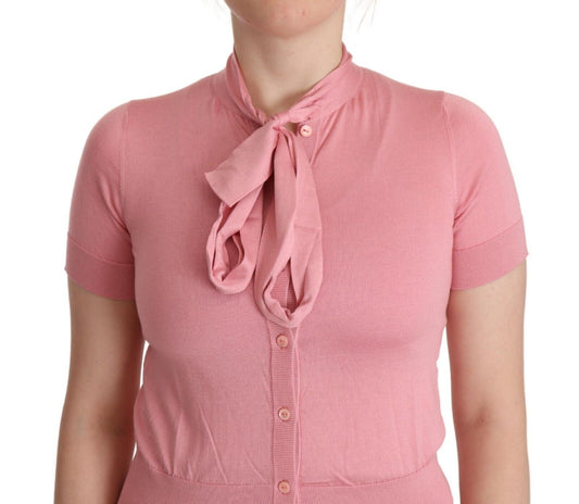 Dolce & Gabbana Silk Pink Ascot Collar Blouse