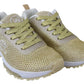 Plein Sport Exquisite Gold Polyester Sport Sneakers