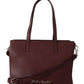 Karl Lagerfeld Elegant Wine-Toned Leather Tote with Zip Closure