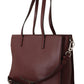 Karl Lagerfeld Elegant Wine-Toned Leather Tote with Zip Closure