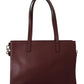 Karl Lagerfeld Elegant Wine-Toned Leather Tote with Zip Closure