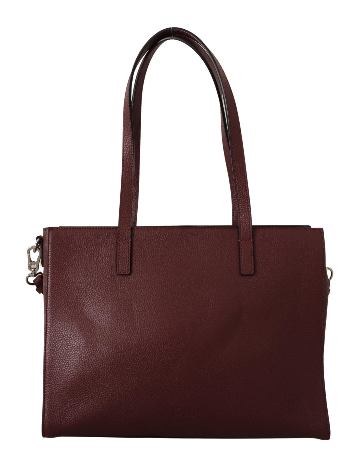 Karl Lagerfeld Elegant Wine-Toned Leather Tote with Zip Closure