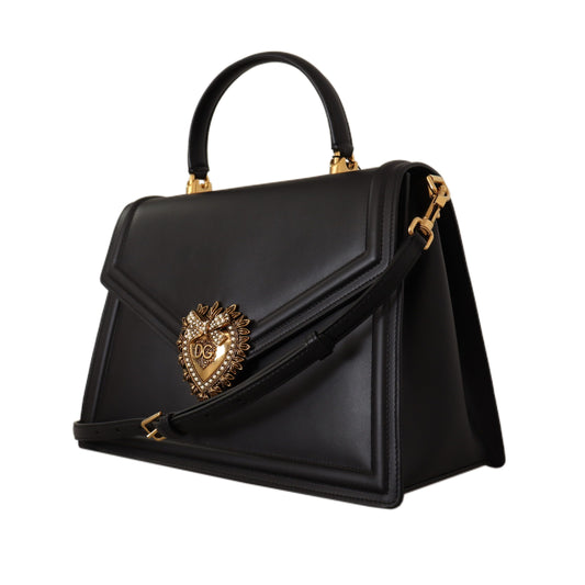 Dolce & Gabbana Elegant Black Devotion Leather Shoulder Bag