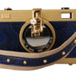 Dolce & Gabbana Elegant Blue Gold Wood Camera Box Bag