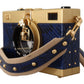 Dolce & Gabbana Elegant Blue Gold Wood Camera Box Bag