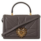 Dolce & Gabbana Gray Devotion Leather Shoulder Bag with Gold Details