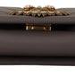 Dolce & Gabbana Gray Devotion Leather Shoulder Bag with Gold Details