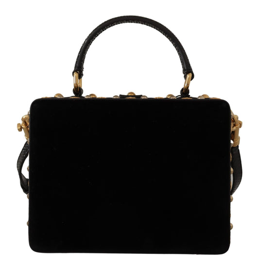 Dolce & Gabbana Elegant Black Crystal Embellished Box Bag