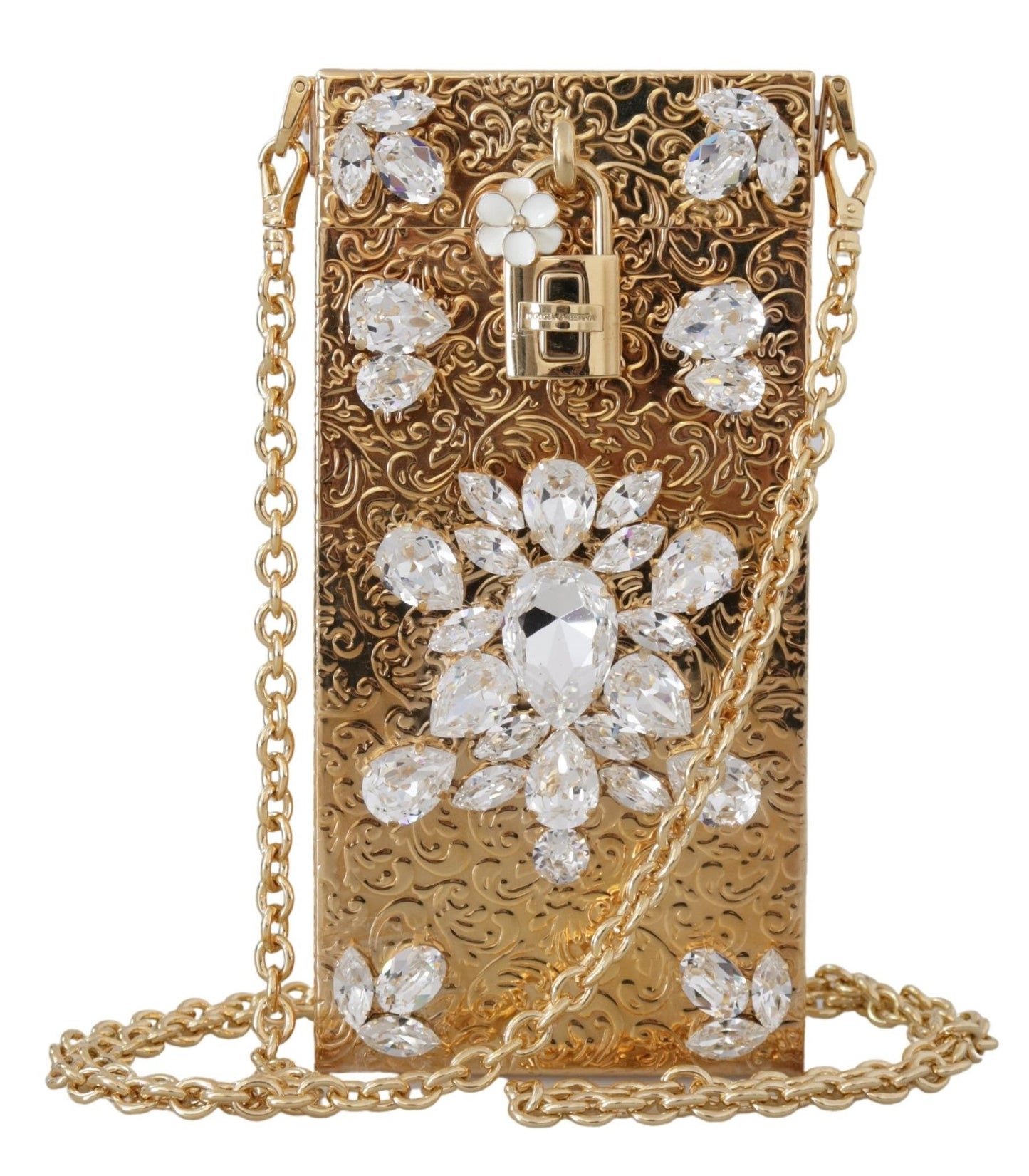 Dolce & Gabbana Gold Crystal Mini Purse with Chain