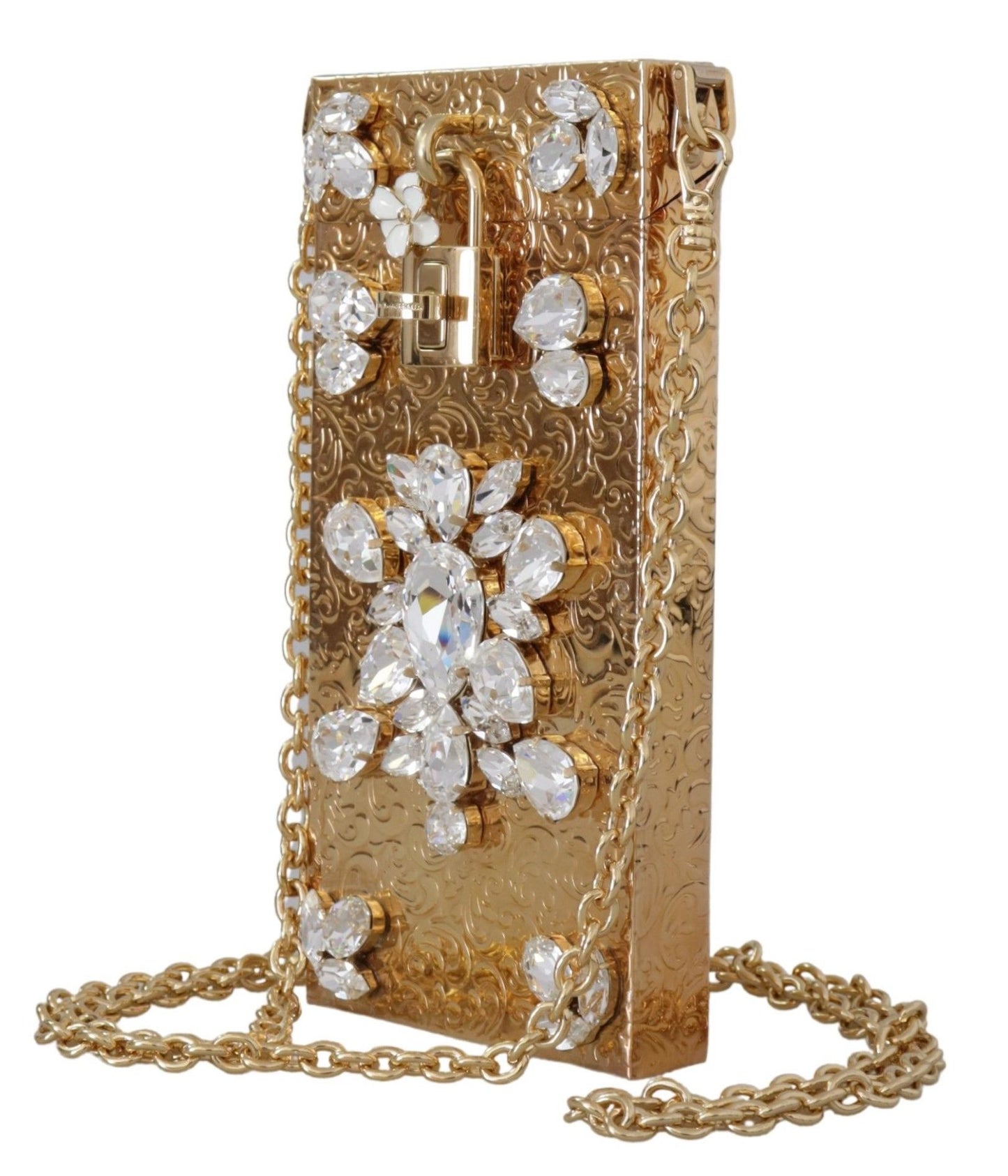 Dolce & Gabbana Gold Crystal Mini Purse with Chain