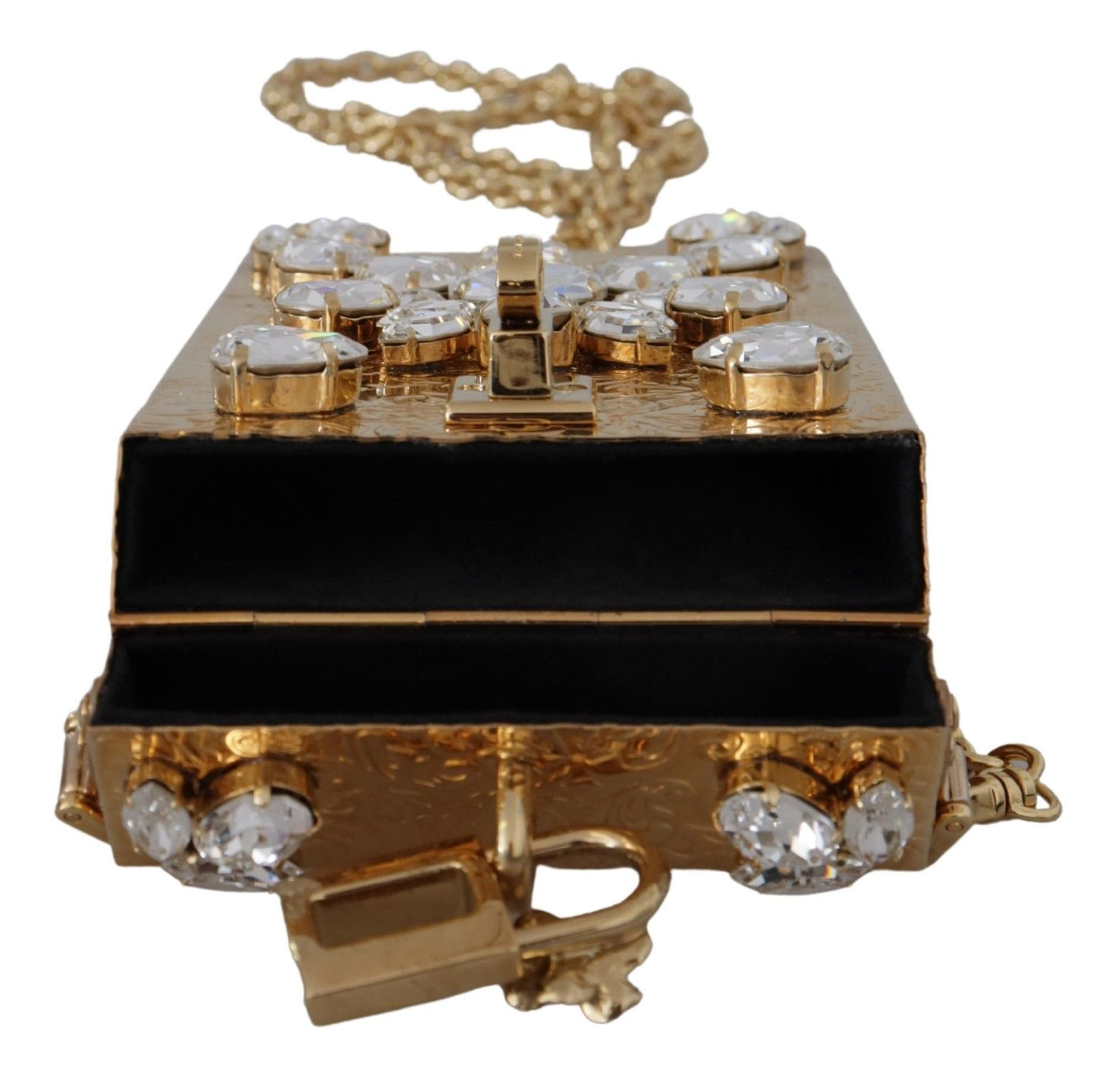 Dolce & Gabbana Gold Crystal Mini Purse with Chain