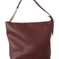 Karl Lagerfeld Elegant Wine Leather Tote with Adjustable Strap