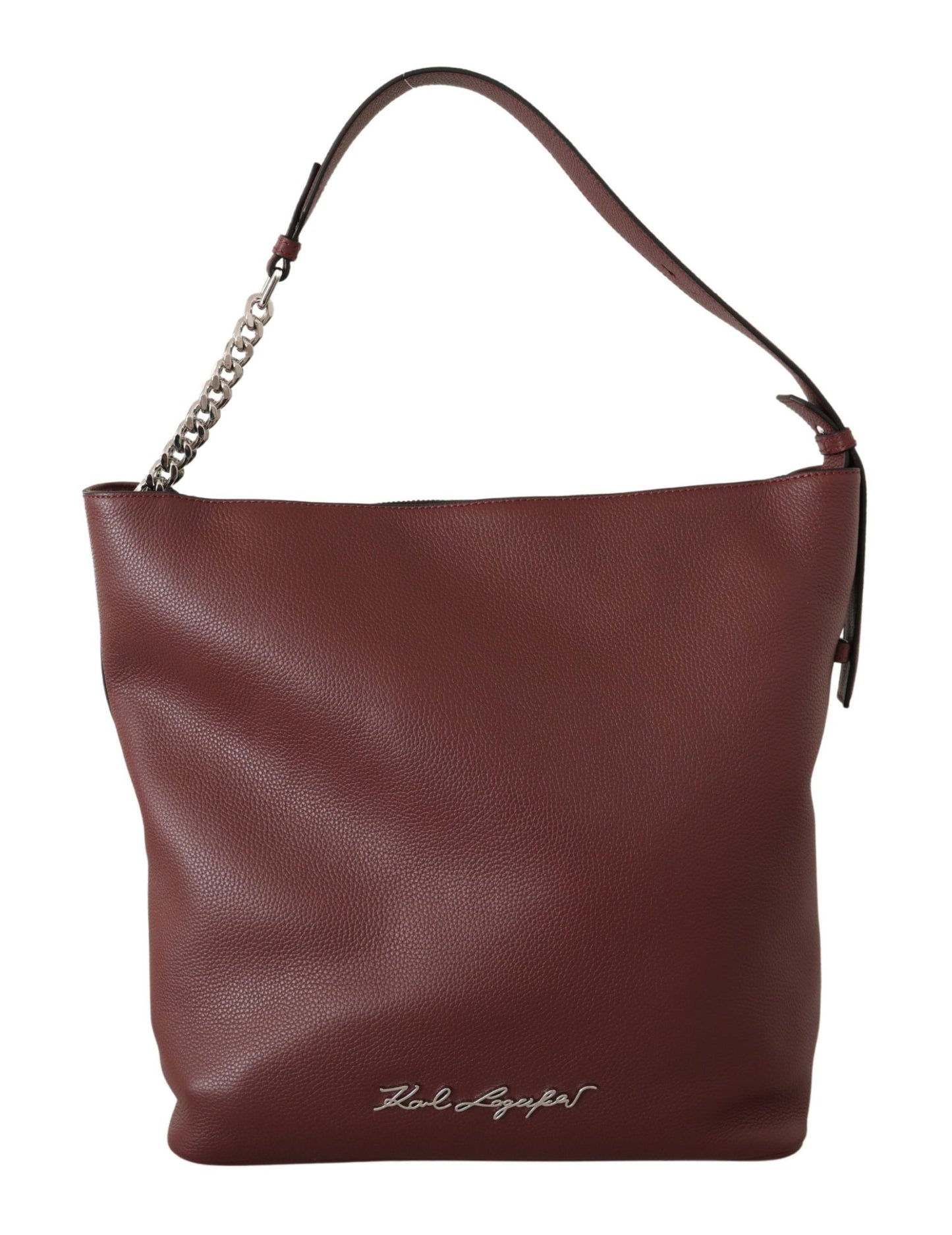 Karl Lagerfeld Elegant Wine Leather Tote with Adjustable Strap