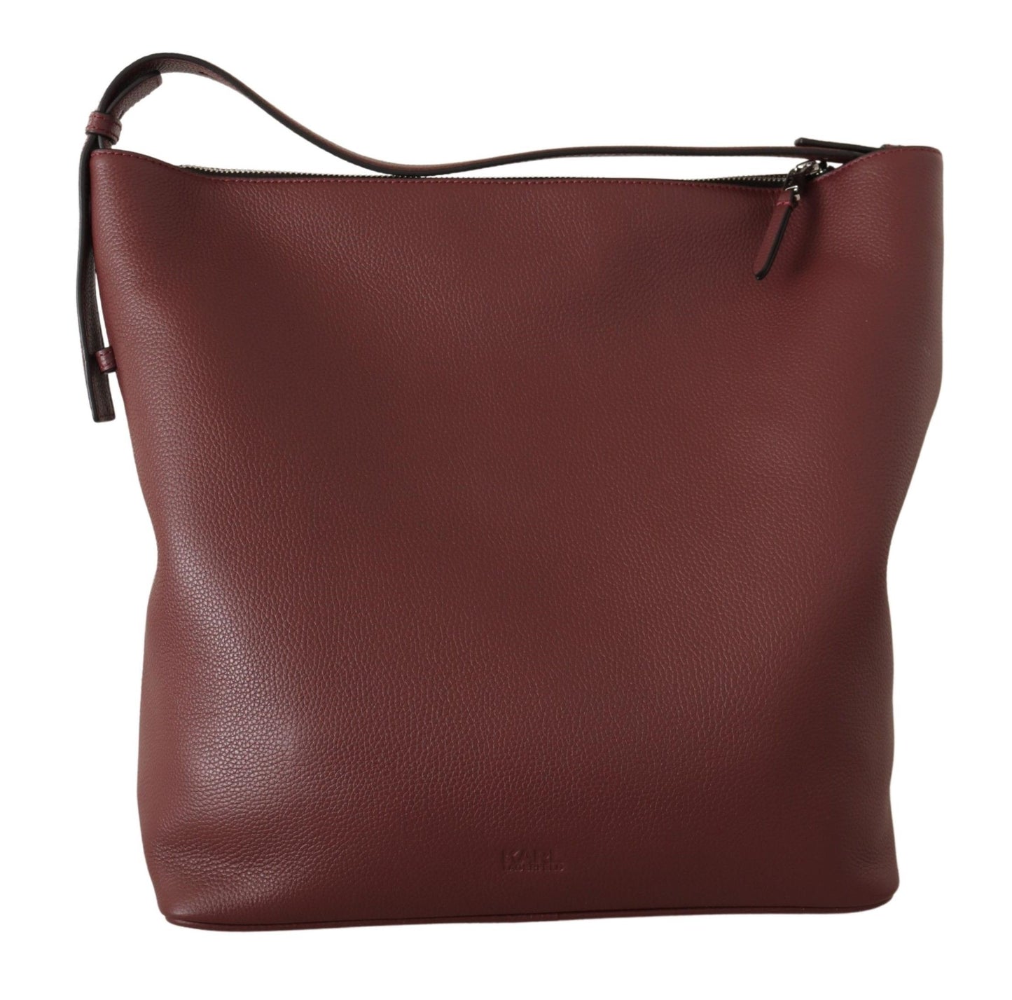 Karl Lagerfeld Elegant Wine Leather Tote with Adjustable Strap