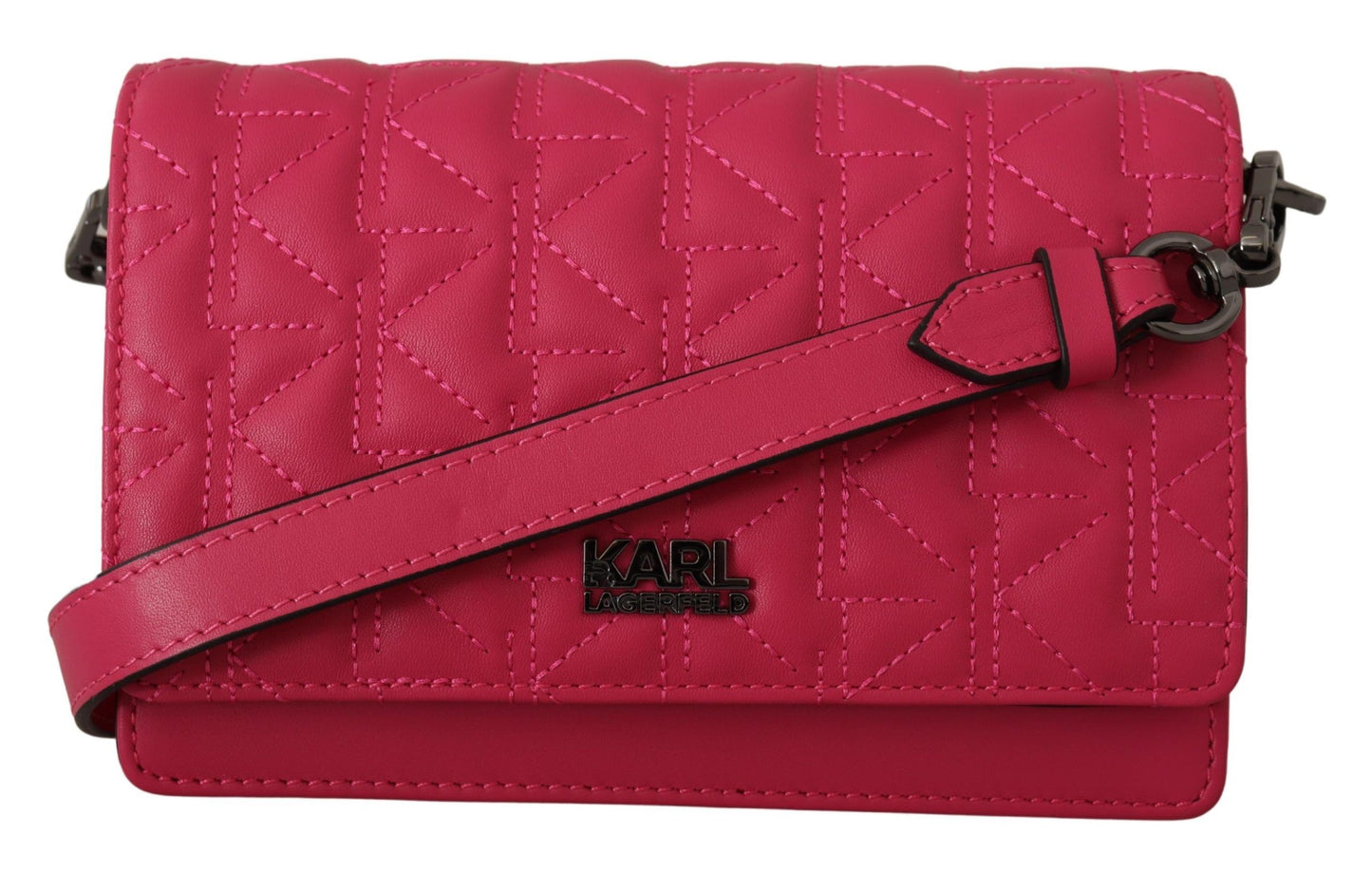 Karl Lagerfeld Chic Peony Pink Leather Crossbody Bag