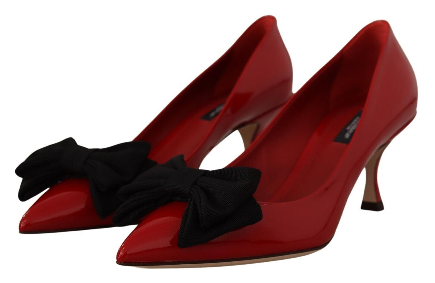 Dolce & Gabbana Elegant Patent Leather Heels with Chic Bow Accent