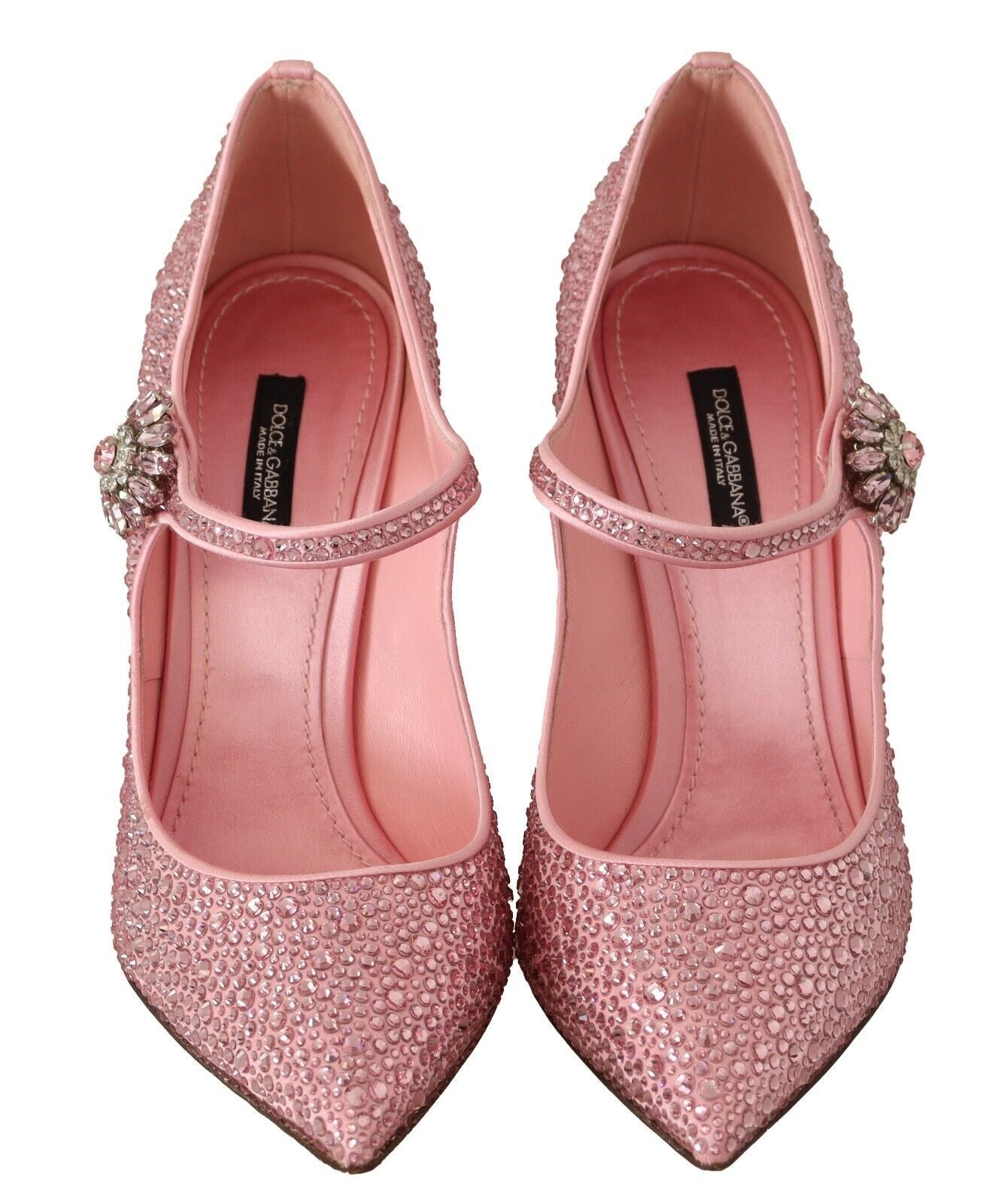 Dolce & Gabbana Crystal-Embellished Pink Silk Stilettos