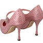 Dolce & Gabbana Crystal-Embellished Pink Silk Stilettos