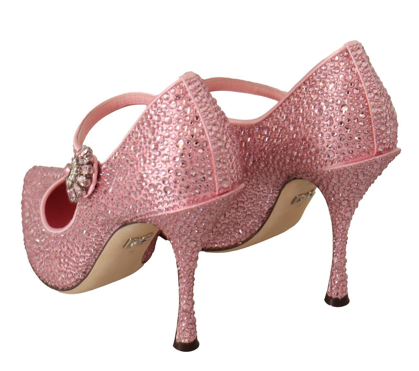 Dolce & Gabbana Crystal-Embellished Pink Silk Stilettos