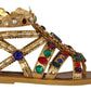 Dolce & Gabbana Elegant Gold Crystal-Embellished Flat Sandals