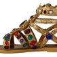 Dolce & Gabbana Elegant Gold Crystal-Embellished Flat Sandals