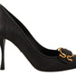 Dolce & Gabbana Elegant Leather Pumps with Brass Buckle