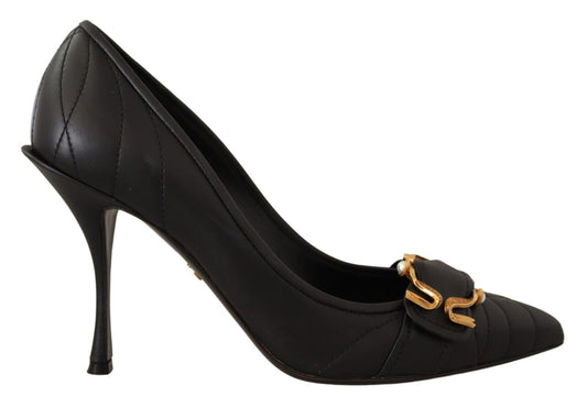 Dolce & Gabbana Elegant Leather Pumps with Brass Buckle