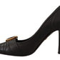 Dolce & Gabbana Elegant Leather Pumps with Brass Buckle