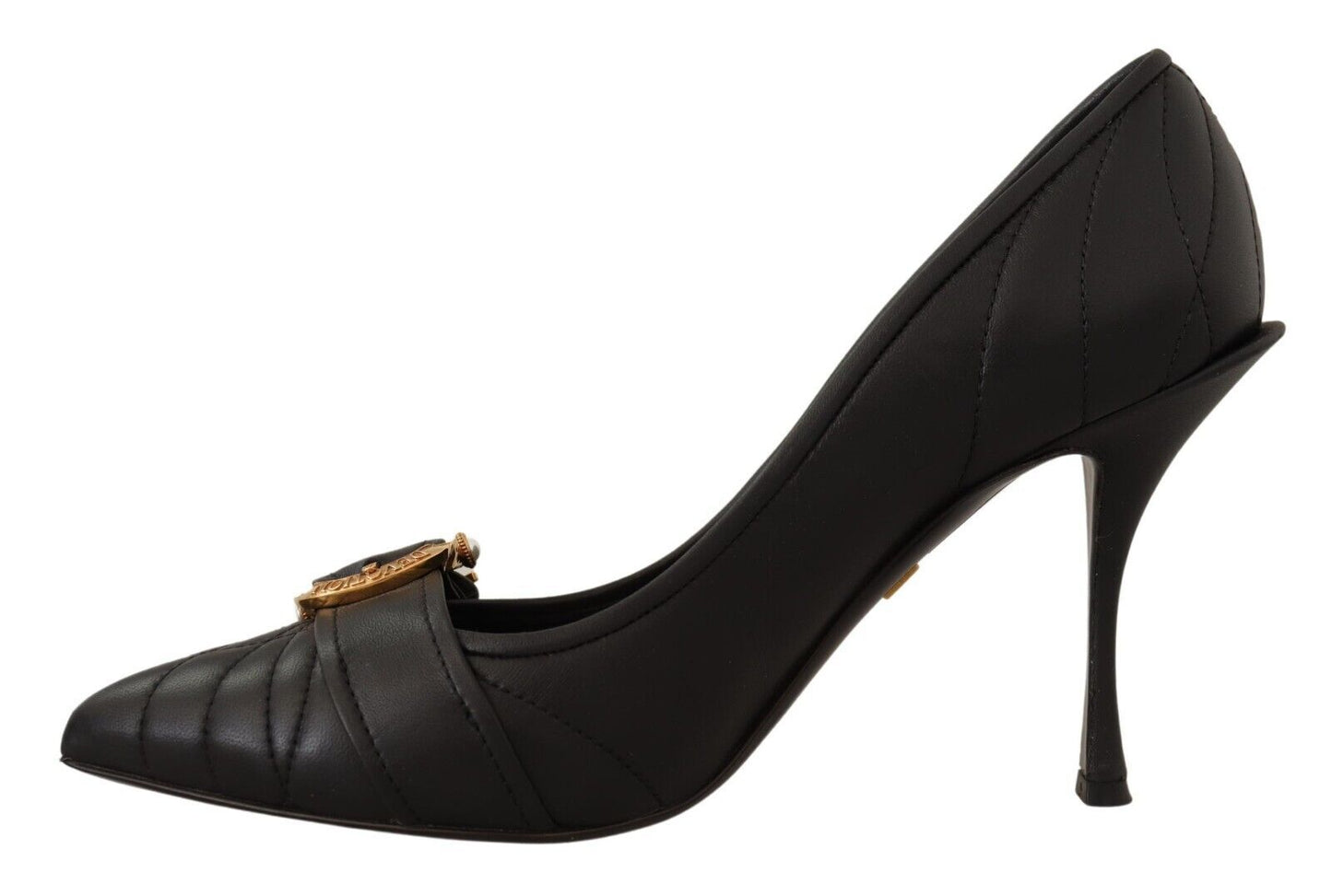 Dolce & Gabbana Elegant Leather Pumps with Brass Buckle