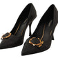 Dolce & Gabbana Elegant Leather Pumps with Brass Buckle