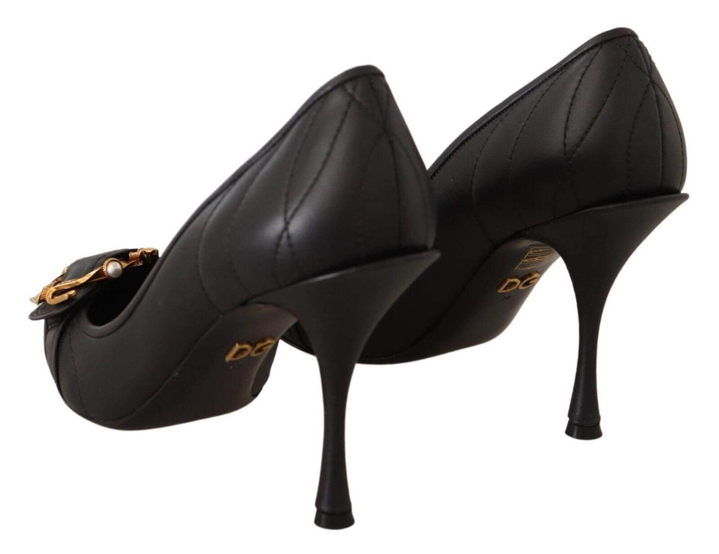 Dolce & Gabbana Elegant Leather Pumps with Brass Buckle