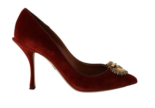 Dolce & Gabbana Velvet Devotion Heel Pumps in Rich Brown