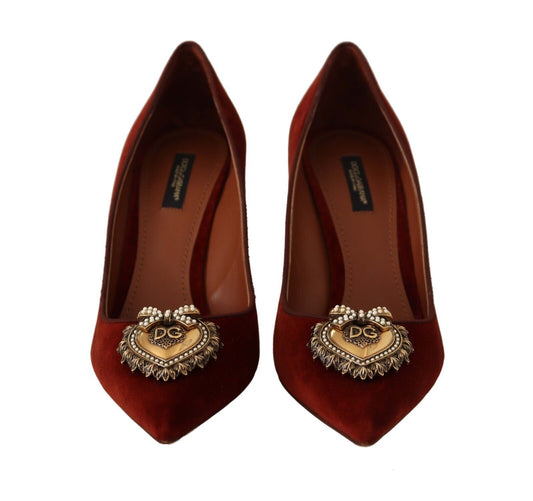 Dolce & Gabbana Velvet Devotion Heel Pumps in Rich Brown