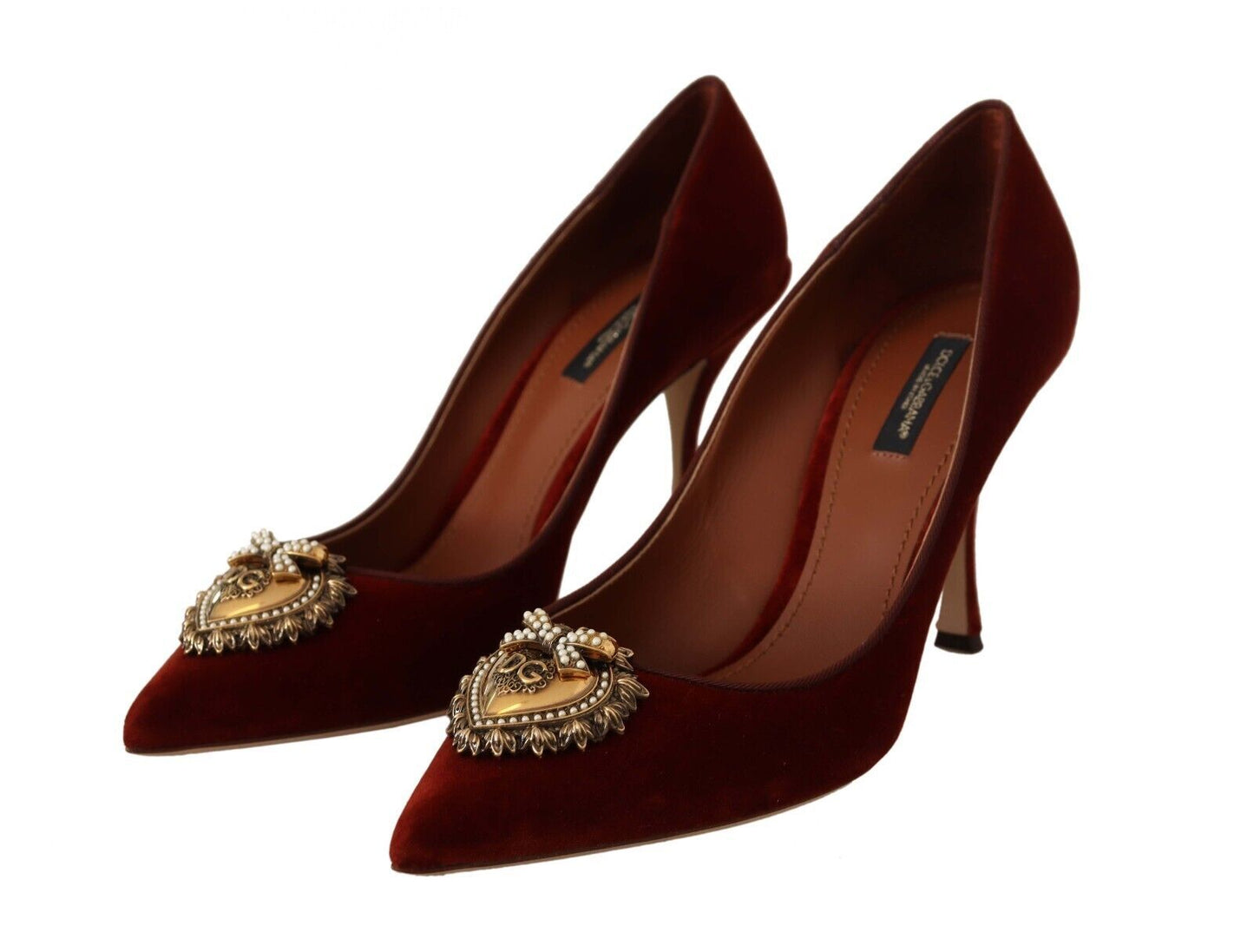 Dolce & Gabbana Velvet Devotion Heel Pumps in Rich Brown