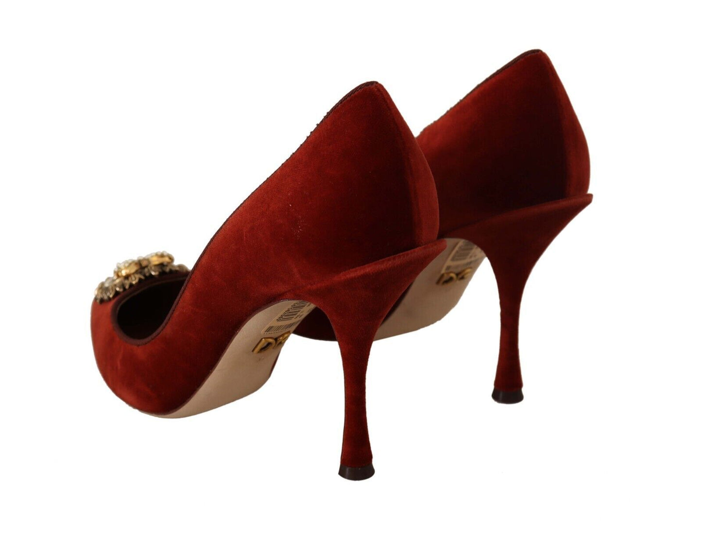 Dolce & Gabbana Velvet Devotion Heel Pumps in Rich Brown