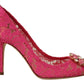 Dolce & Gabbana Crystal-Embellished Lace Heels in Pink