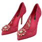 Dolce & Gabbana Crystal-Embellished Lace Heels in Pink