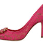 Dolce & Gabbana Crystal-Embellished Lace Heels in Pink