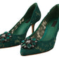 Dolce & Gabbana Emerald Taormina Lace Crystal Pumps