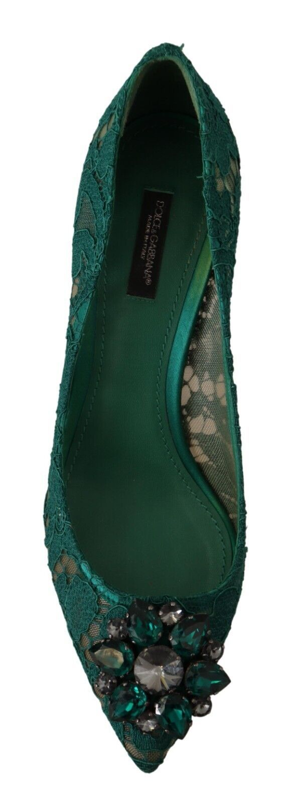 Dolce & Gabbana Emerald Taormina Lace Crystal Pumps