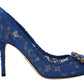 Dolce & Gabbana Elegant Taormina Lace Heels with Crystal Embellishment