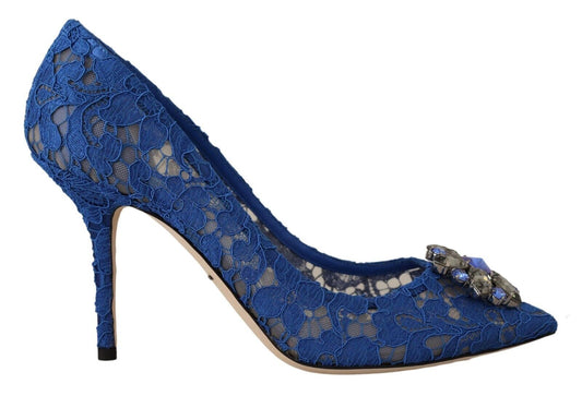 Dolce & Gabbana Elegant Taormina Lace Heels with Crystal Embellishment