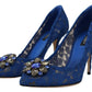 Dolce & Gabbana Elegant Taormina Lace Heels with Crystal Embellishment