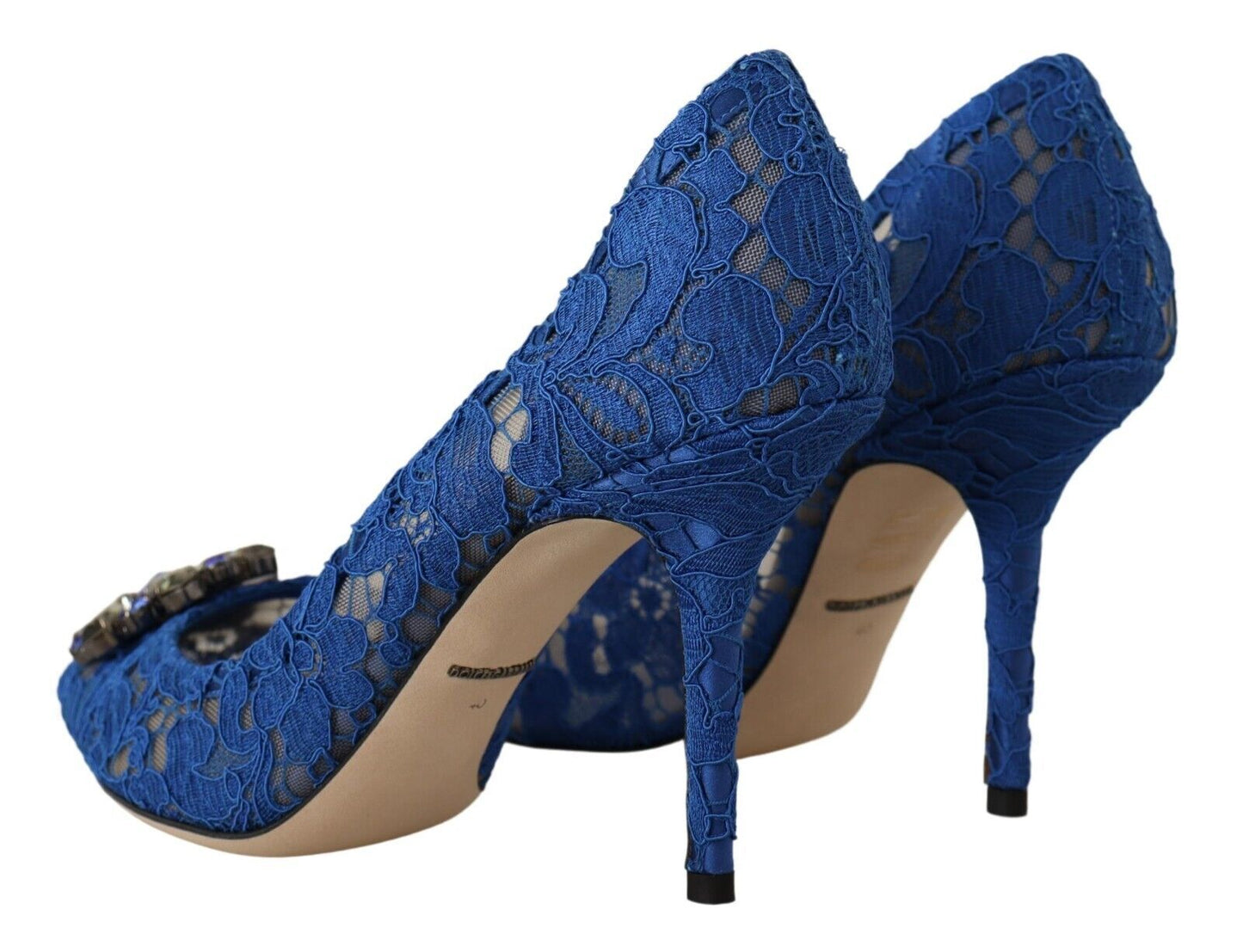 Dolce & Gabbana Elegant Taormina Lace Heels with Crystal Embellishment