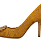 Dolce & Gabbana Rainbow Lace Crystal Pumps - Yellow Elegance