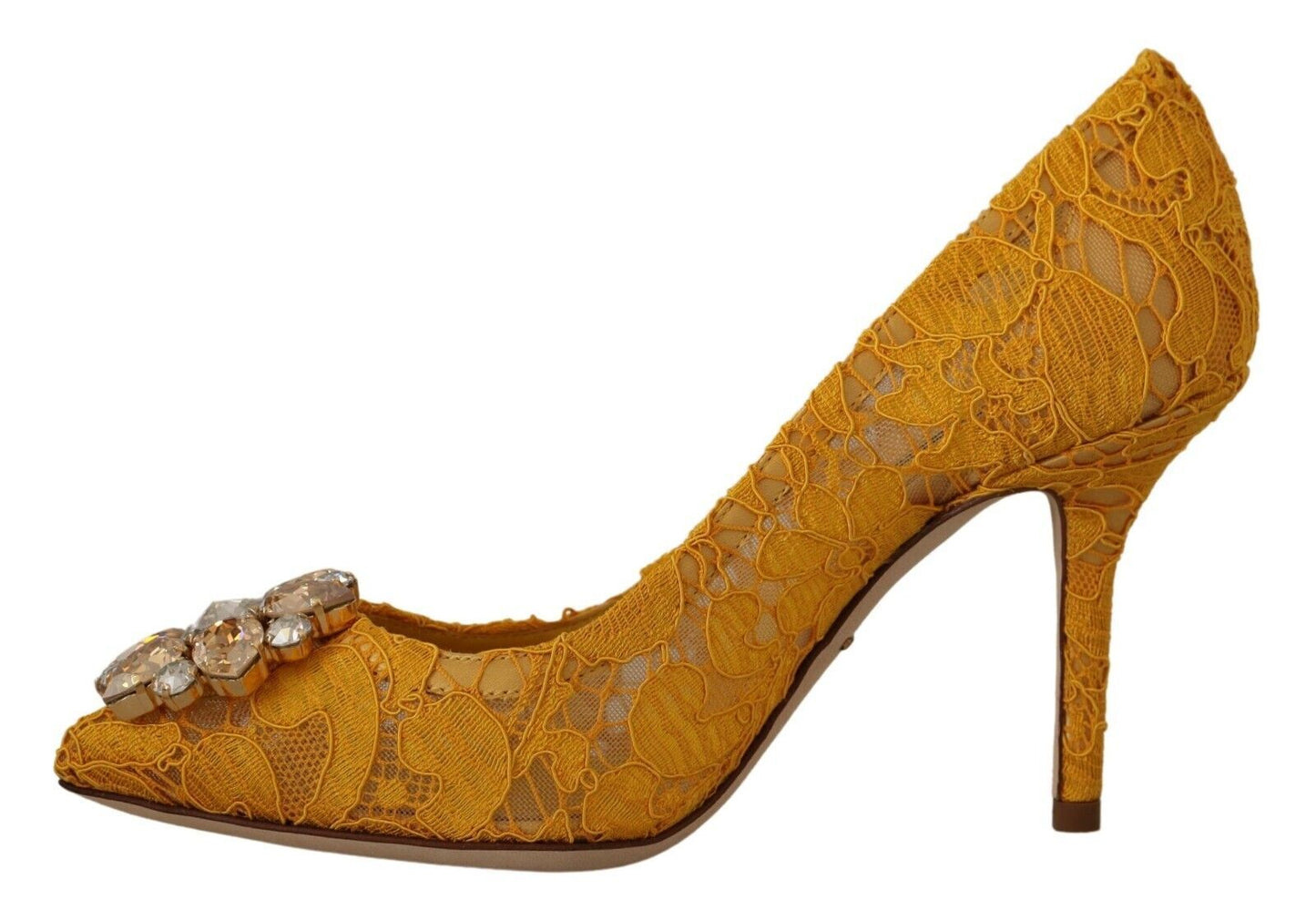 Dolce & Gabbana Rainbow Lace Crystal Pumps - Yellow Elegance